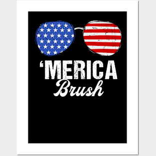 Merica Brush USA 4th July Sun glasses Merica Boy Cool Posters and Art